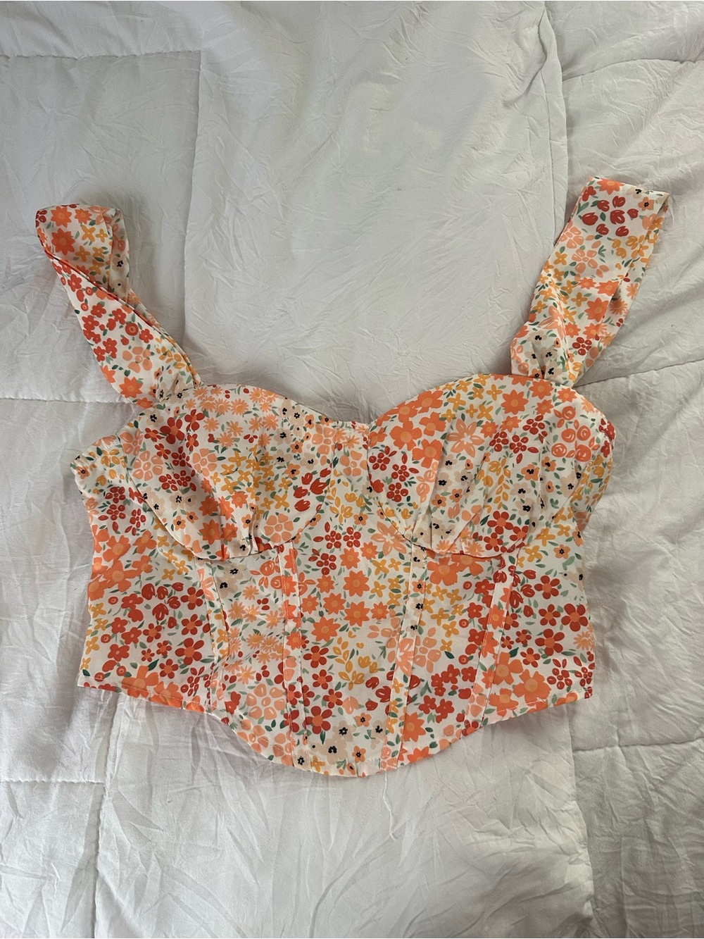 SHEIN Orange Floral Bustier Camisole